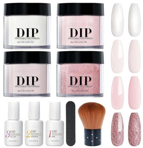 10 Teile/satz Dip Pulver Nagel Kit 4 Farbe Nagel Pulver Flüssigkeit Set mit Basis & Top Coat Aktivator für Französisch Nägel Kunst Maniküre Salon DIY zu Hause Kit