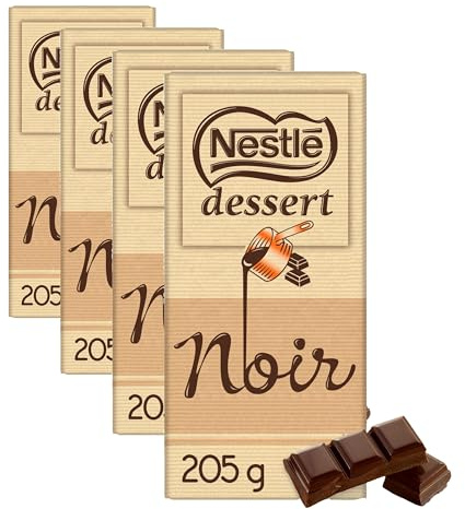 Nestlé Dessert - Chocolat Noir à Pâtisser - Tablette de 205g (Lot de 4)