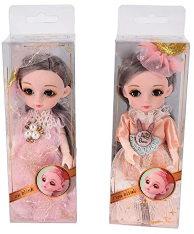 Segrehy 6,7 Zoll schöne Puppen für Mädchen ab 3 Jahren, Bewegliche Puppe mit Langen Lockigen Haaren, für Rollenspiele, Sammeln und Spielen