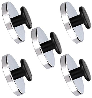 5 x Magnet mit Chromblende und Knauf/Griff, bis 11 Kg, Durchmesser 51 mm, Magnethalter, Rundmagnet