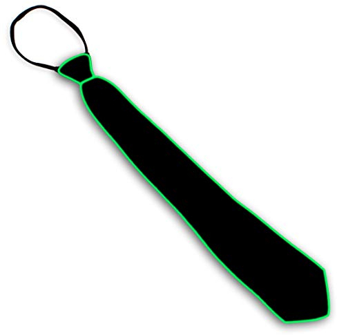 Ucult Krawatte led Party Leuchtkrawatte blinkend leuchtende el-Wire Leuchtkabel für Feiern Events und Feste Farbe Grün Fasching Festival