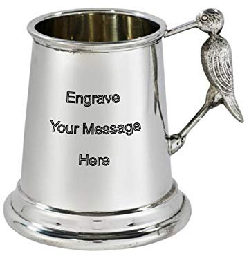 Wentworth Pewter - Tasse pour bébé en étain avec poignée de cigogne, cadeau pour bébé, souvenir, gravé, personnalisé gratuitement, dans une boîte de présentation