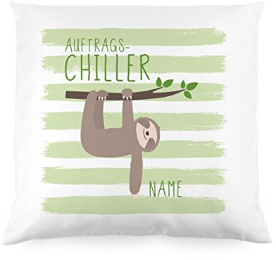 Herz & Heim® niedliches Kuschelkissen mit Faultier - Auftragschiller - mit Wunschnamen