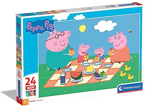 Clementoni 24028 Maxi Peppa Pig – Puzzle 24 Teile ab 3 Jahren, farbenfrohes Kinderpuzzle mit extra großen Puzzleteilen, Geschicklichkeitsspiel für Kinder