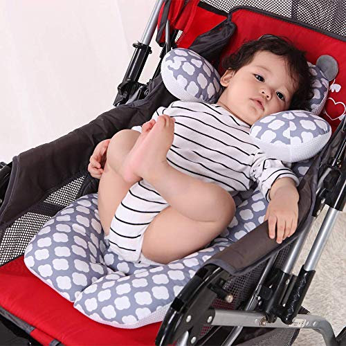 Autositz-Einsatz, G-Tree Cotton Kinderwagen Liner Kopf und Körper Stützkissen, Säuglingssitzkissen Carseat Halsstütze Kissen für Kleinkind (Wolke)