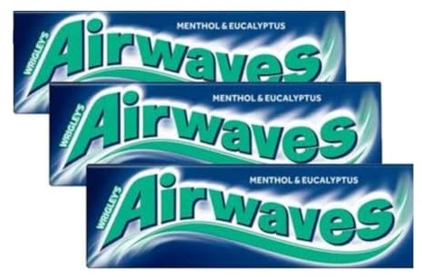 WRIGLEY'S AIRWAVES Sugar Free Chewing Gum 3 Pack - 30 Pieces - 42g
