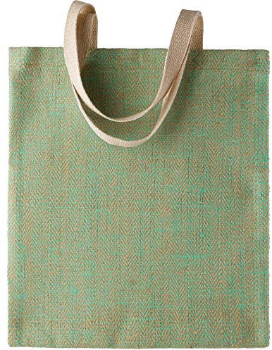 noTrash2003 Jutetasche Shopper Tasche 1005 gefärbtes Naturgarn Baumwollhandgriffe versch. Farben (Natural/Water Green)