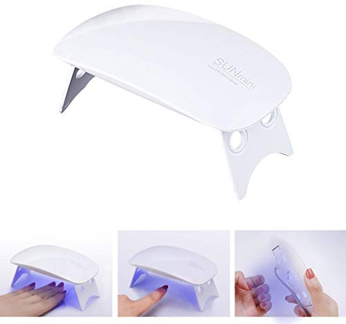 SUNmini 6W LED UV Nail Dryer Curing Lamp Light Portable Quick Drying Manicure/Pedicure 2 Timing Setting 45s/60s UV LAMP with USB (White)