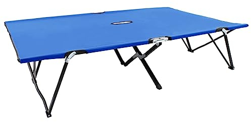 vidaXL Sonnenliege Klappbar für 2 Personen Campingbett Reisebett Liege Relaxliege Gartenliege Klappbett Campingliege Gästebett Feldbett Blau Stahl 240kg