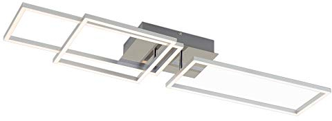 BRILONER Leuchten - LED Deckenleuchte, Deckenlampe dimmbar, inkl. Memoryfunktion, 2 LED-Module drehbar, 43,8 Watt, 3.300 Lumen, 3.000 Kelvin, Chrom-Alu, 928x260x96mm (LxBxH), 3136-018