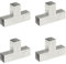 vidaXL 4x Pfostenverbinder T-Form 3 Hülsen Balkenschuh Holzverbinder Eckverbinder Pfostenecke Balken Verbinder Feuerverzinkt Verzinktes Metall 71x71mm