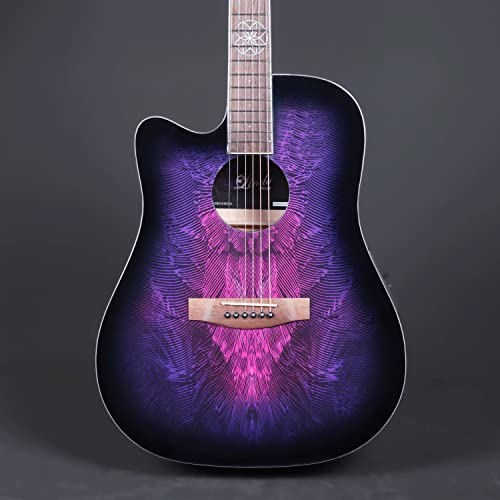 Lindo Elektroakustische Gitarre für Linkshänder, Schwalbe, Vorverstärker, digitaler Tuner/EQ und gepolsterter Gigbag