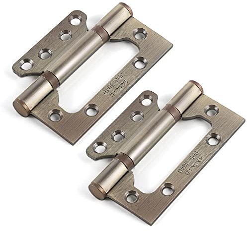 Qrity 4x Charnières en Acier Inoxydable,4 Pouces Rectangulaire Feuille 100mm Charnières de Porte Invisibles, Bronze Ancien