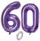 Luftballons Zahl 60, Zahl ballon 60 lila Luftballons 60. Geburtstag deko frau Folienballon 60 Zahlballons 60 lila XXXL 40 Riese Aufblasbar Helium Ballon 60 jahre Geburtstag Deko frauen lila(60)