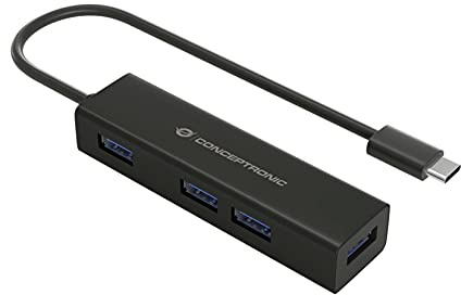 Conceptronic HUBBIES07B/ 4-Port USB 3.0 Aluminum HUB/ 3.1/C-/ 4x3.0/ schwarz