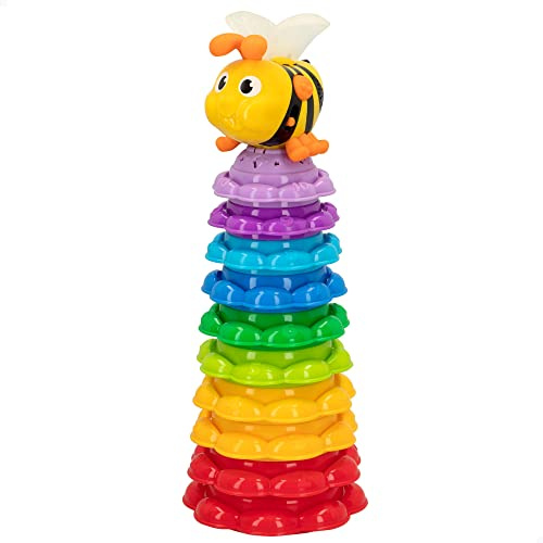 winfun Stapelbarer Turm, stapelbarer Turm mit Musik und Sounds, Musik-Bienenspielzeug, Pädagogisches Spielzeug, Stimme: Spanisch, 6 Monate, inkl. 2 AAA-Batterien