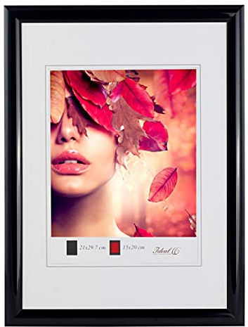 IDEAL TREND Moderner Bilderrahmen mit echtem Glas für wertvolle Erinnerungen Bilder Foto Rahmen mit abgerundetem Profil: Farbe: Schwarz | Format: 50x70