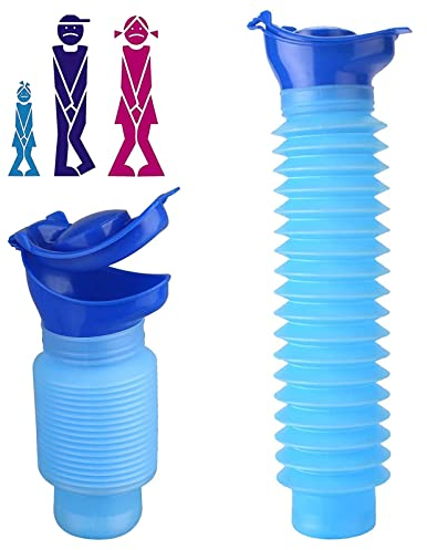 Urinal Unisex Schrumpfbares Urinal Notfall Pissoir Tragbare Bett Pfannen Notfall Persönliche Toilette mit Deckel für Kinder und Erwachsene für Camping Auto Reisen Stau und Warteschlange 750 ML