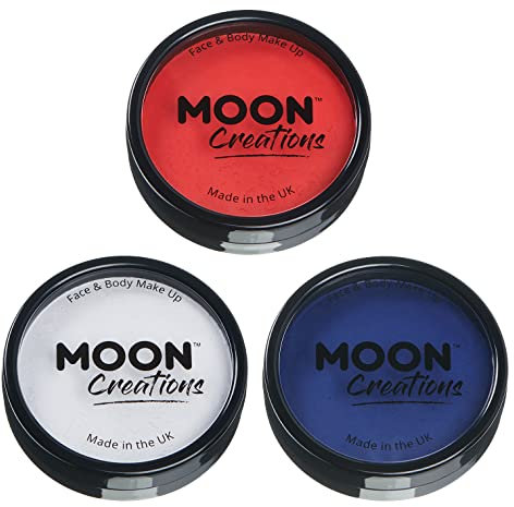 Moon Creations Maquillage professionnel visage et corps | Moules à gâteaux professionnels avec peinture colorée pour maquillage | pour enfants, adultes, rouge, blanc, bleu foncé,