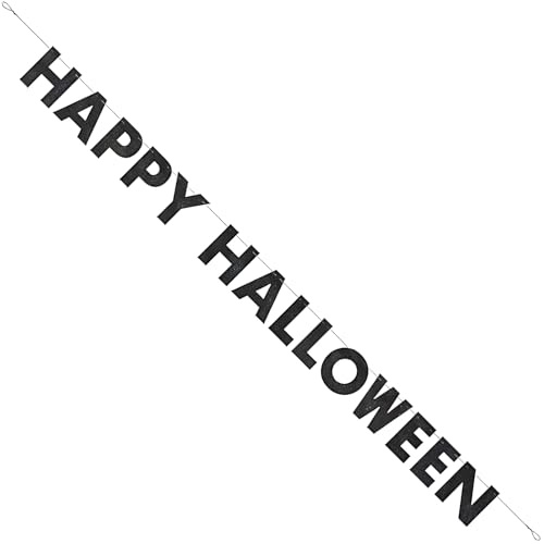 Unique 23681 - Glitter Black Halloween Banner - 2.74 m - Halloween Party - 1 Count (Pack of 1)