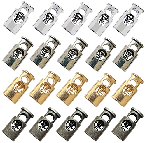 Woohome 20 PCS Arret de Cordon, 4 Couleur Cordon de Serrage à Bascule en Métal, Trou de Corde pour Sacs à Dos, Sportswear, Chaussures