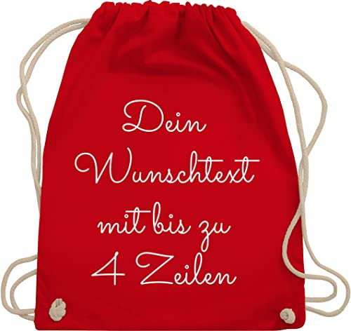 Turnbeutel Rucksack - Aufdruck selbst gestalten - Wunschtext I Geschenk personalisiert - Unisize - Rot - stoffbeutel kindergarten beutel wechselkleidung personalisierte bedrucken sportbeutel
