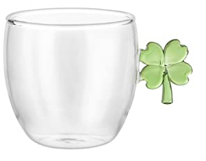 KASANOVA Tazzina in vetro borosilicato 120 ml quadrifoglio verde