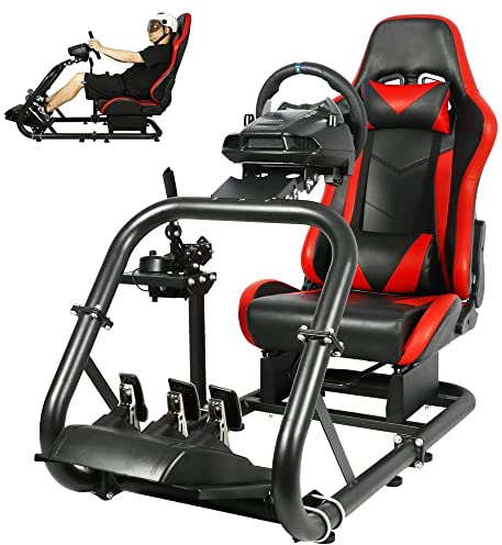 Dardoo G29 Racing Simulator Cockpit mit Sitz passend für Logitech G920 G923, Thrustmaster T300RS, Fanatec, PC, Xbox, Ultra-Sturdy Alloy Steel Sim Racing Cockpit ohne Rad Pedal Handbremse