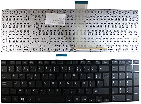 Power4Laptops Française Noir Brillant Cadre Noir Clavier pour Ordinateur Portable (PC) de Remplacement Compatible avec Toshiba Satellite C70-B-302