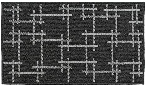 JVL Vector Machine Washable Latex Backed Doormat, 40x70cm, Black