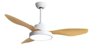 FABRILAMP Ventilador Dc Hayate 48w 4078lm Blanco/haya 3 Asp 39/54x120x120cm 3000-4000-6000k C/remoto