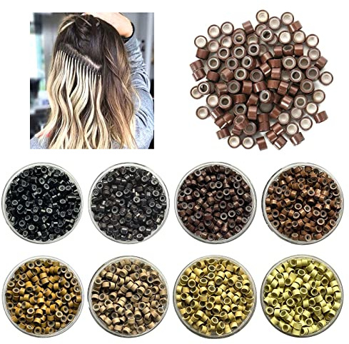 5mm Silicone Lined Micro Rings Micro Beads Links Nano Beads For I Tip Stick Tip Hair Extensions (500, Burgundy #15)