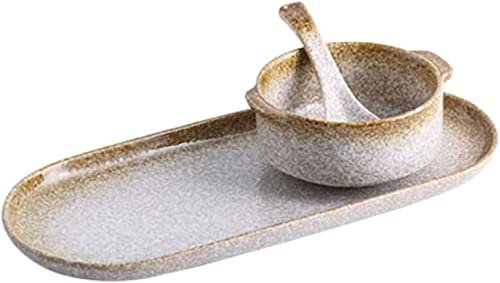 EISTEE Cereal Bowl,soup bowl,tea bowl,/Japanese Soup Bowls with Cracker Holder, Soup and Sandwich Plate Combo, Soup and Side Bowls, for Breakfast, Bread Dipping Bowls-d (Color : C)