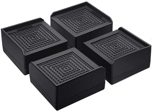 ANNKUT Betterhöhungen, 3,8 cm, strapazierfähig, Möbelerhöhungen für Bett, Sofa, Tisch und Couch, quadratisch, verstellbare Erhöhungen, unterstützt bis zu 600 g, 4 Stück, Schwarz
