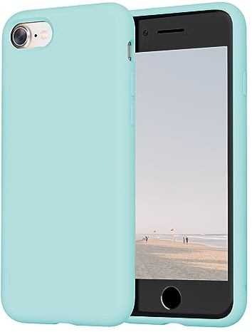OitiYaa Liquid Silicone Case Compatible with iPhone SE 3/2 (2022/2020), iPhone 8/7 Case, 4.7 Inch, Soft Ultra Slim Protective Shockproof Phone Case with Anti-Scratch Microfiber Lining，Light Blue