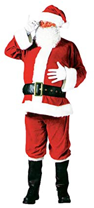 Set di costumi di Natale Babbo Natale. Set di 7 costumi da Babbo Natale per adulti. Cappello con parrucca, barba, costume, guanti, cintura, pantaloni, stivali., Taglia unica