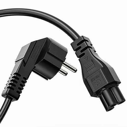 Perfect Stromkabel 3 Polig, 2,0m, Stecker Netzstecker Schutzkontakt auf C5 Buchse, Strom Kabel Netzkabel Netzteil für Monitor PC Drucker, Schwarz