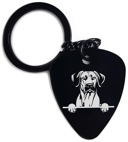 Lauthings Rhodesian Ridgebacks Schlüsselanhänger mit niedlichem Hund, graviert, Metall, Schlüsselring, Schwarz , One size