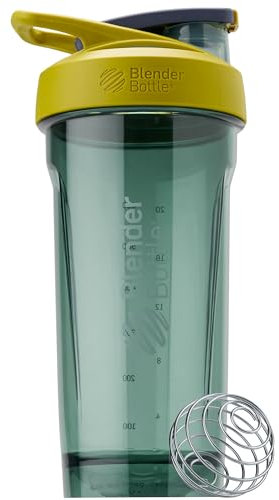 BlenderBottle Strada Shaker Cup Perfect for Protein Shakes and Pre Workout, 28-Ounce, Yellow