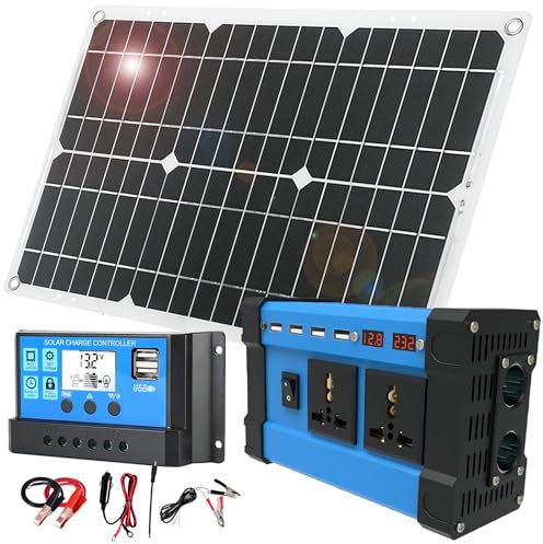 Solar Panel Kit with 500Watt Car Power Inverter/ 30A Pwm Charge Controller/ 18W Waterproof Solar Panel for Car RV Boat Motorcycle