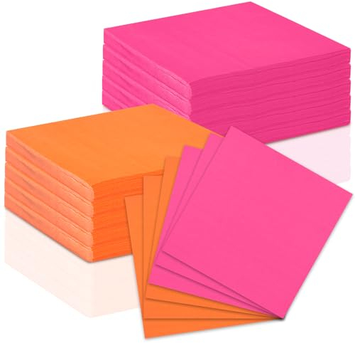 120 Stück rosa und orange Papierservietten, 12,7 x 12,7 cm, Cocktail-Servietten, Getränkeservietten, Einweg-Servietten, Papierservietten für Tequila, Sonnenaufgang, Junggesellinnenabschied,