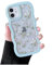 ZTOFERA Wavy Case for iPhone 11 (6.1), Cute Clear Protective Case with Floral Leaves Pattern, Hard PC Colored Wave Frame Soft Silicone Bumper Shockproof Cover for Girls Women, Mint Green