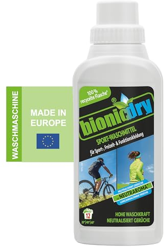 bionicdry Sport-Waschmittel, hygienische schonende Reinigung für Outdoor-, Sport- und Funktionskleidung mit Neutraroma® Technologie, für Textilien aus Membran-Gewebe, Fleece und Lycras