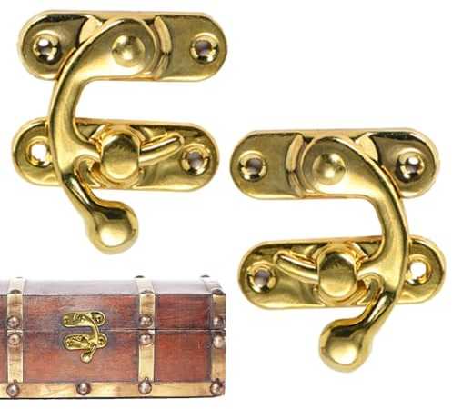 Schwenkarm-Verschluss – 2 Stück Antik-KASSTEN-Haspenriegel Aus Messing | Linker Und Rechter Hakenverschluss Im Vintage-St Für Schmuckkästchen, Werkzeugkasten Und Koffer