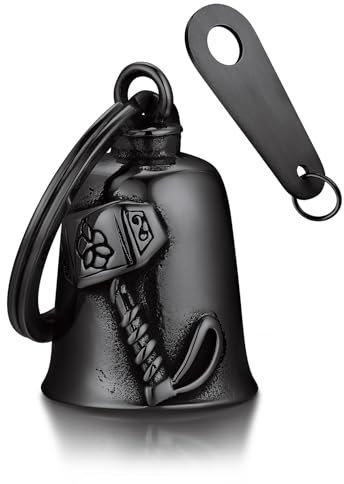 Bandmax Porte Clef Clochette Moto Viking Noir, Cloche Moto Porte Bonheur Biker, Guardian Bell Moto Lady Rider