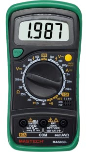 MASTECH MAS830B MAS830L MAS838 Multimètre Numérique Affichage 2000 comptes;Buzzer de Continuité Moins de 70 ±30ΩAffichage de batterie faible(MAS830L)