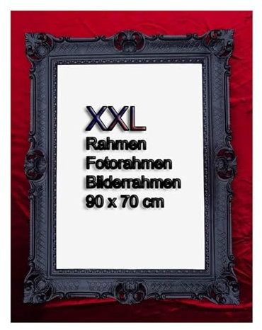 Generisch BILDERRAHMEN Barock GOLD 50x70 cm Prunk Rahmen Antik Fotorahmen 70x90 cm Gemälde Rahmen hochzeitsrahmen Werbetafel (Schwarz)
