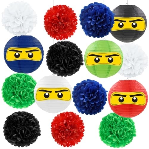 Deko Kindergeburtstag, Papierlaternen Aufkleber Pom Poms, 21 Pcs Party Deko Balloons For Kinder, Krieger Party Supplies, Geburtstag Baby Shower