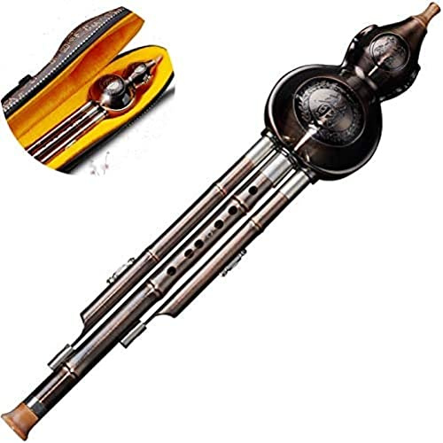 Hulusi, flûte de gourde, flûte de cucurbitacée traditionnelle ethnique durable plaquée cuivre Hulusi Gourd Flute Salle de concert jouant un instrument à vent long débutants instrument à vent