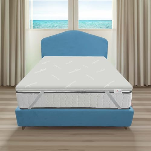 Kühlender Topper 170 x 200 cm Memory und Gel Made in Italy | Cooler Topper mit wärmeregulierendem abnehmbarem Bezug, 3 cm Memoryseite und 3 cm Gelseite - FRESHMIX H6